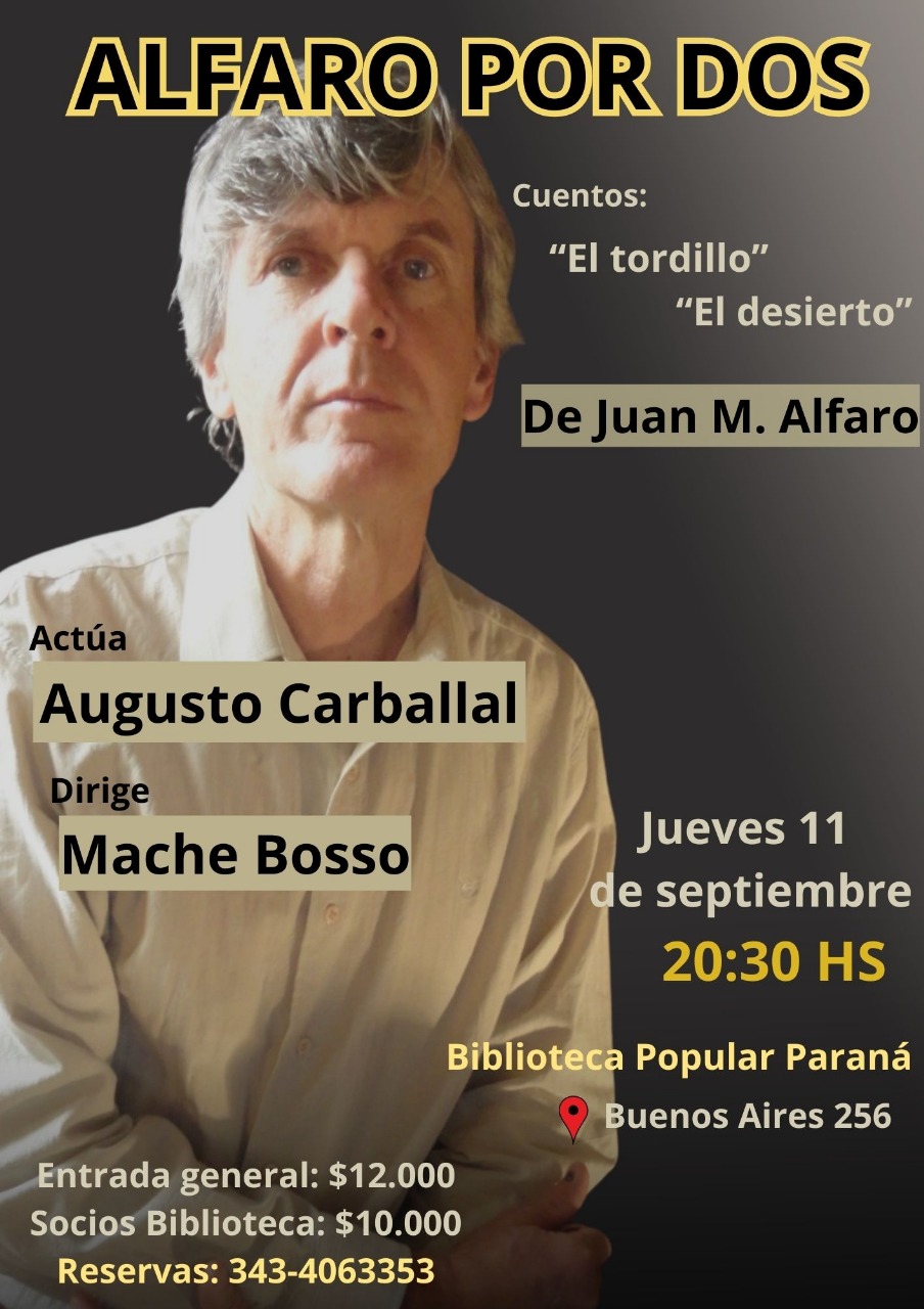 La Biblioteca Popular del Paraná estrena una obra basada en cuentos de Juan Manuel Alfaro